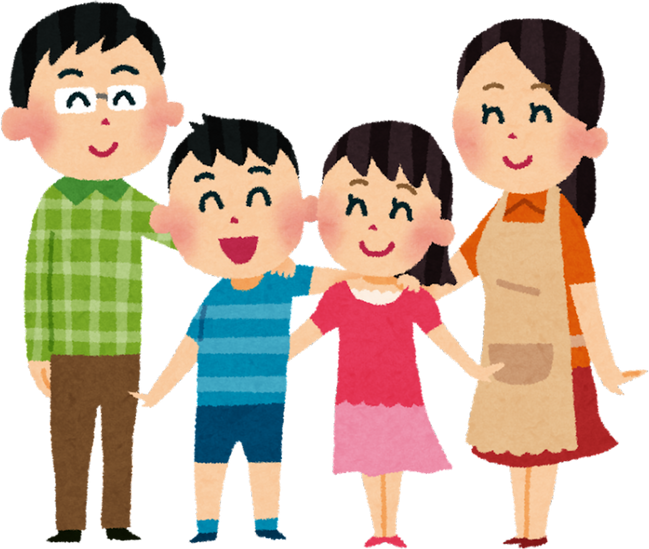 Illustration of a Standing Happy Family